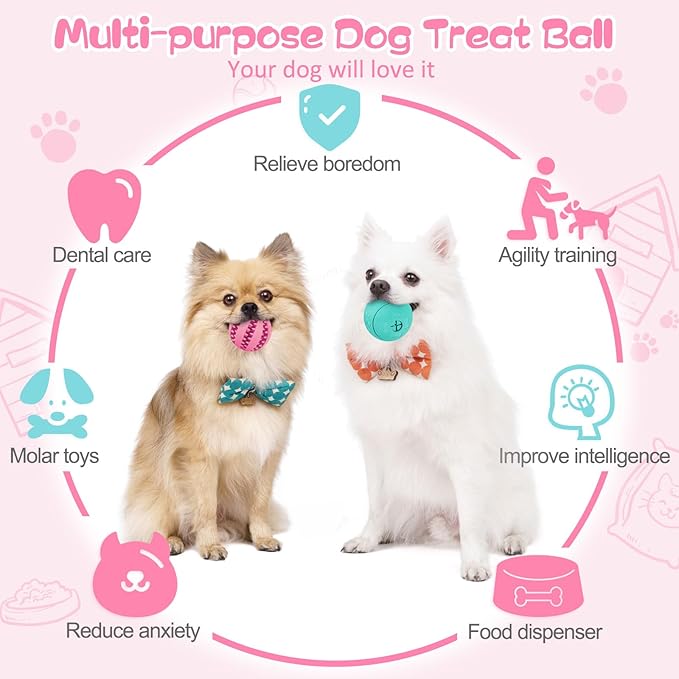 HIPPIH Dog Puzzle Toys 2 Pack, Dog Enrichment Toys for Large Dogs & Small Dogs, Puppy Balls for Treat Dispensing, Durable Balls for Teeth Cleaning/IQ Training/Chewing