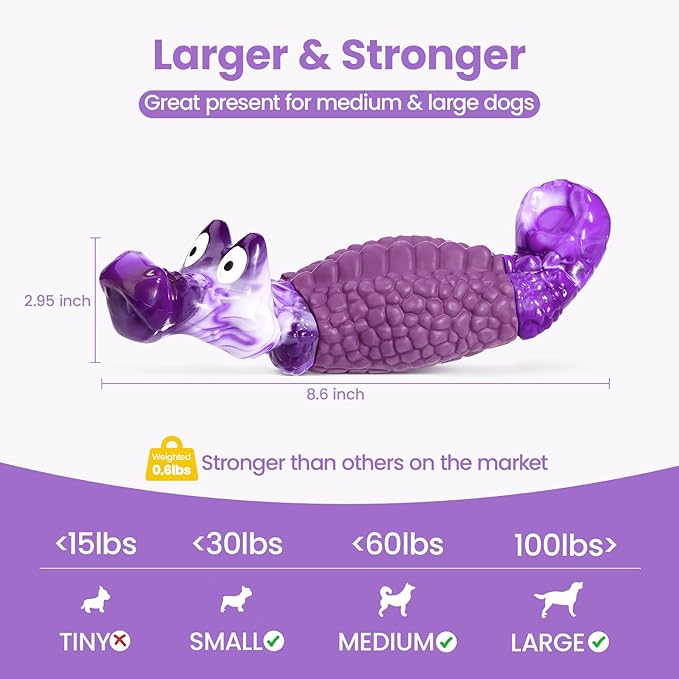 HGB Tough Dog Chew Toys for Aggressive Chewers, Squeaky Indestructible Dog Toy to Keep Them Busy & Reduce Boredom for Small, Medium, Large Breed, Bacon Flavor