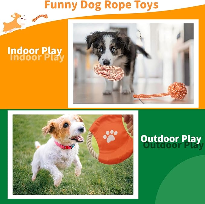 Dog Rope Toy 8 Pack - Tug of War Dog Toy, Sturdy Cotton Chew Rope Toys for Dogs, Puppy Chew Toys for Teething & Boredom Relief