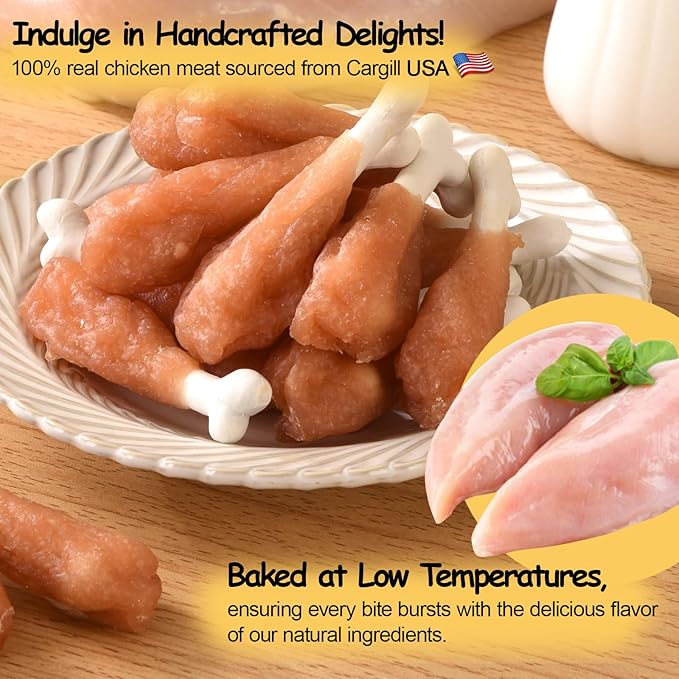 ASMPET Dog Treats Chews Rawhide Free Real Chicken Calcium Bone Snacks, Teeth Clean Breath Fresh Dog Training Treats