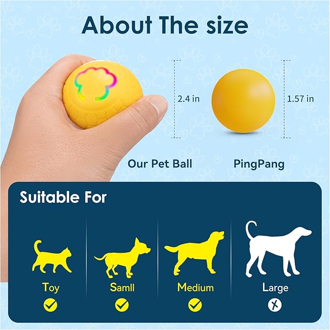 Interactive Dog Toys Balls, Dog Ball for Puppy Small Dogs Cats, Robust self-Rolling Ball, Tough Motion Activated Automatic Moving Dog Balls Toys Indoor Outdoor, Green