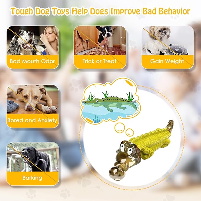 Indestructible Dog Chew Toys for Aggressive Chewers - Boredom and Stimulating Dog Toys for Small/Medium/Large Breed for Teeth Cleaning and Training