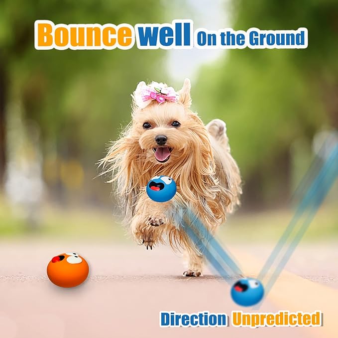 Squeaky Dog Toy for Small Dogs, Rubber Latex Puppy Toys Small Dog Toys, Soft Smile Face Squeaky Dog Balls Flat for Mini, Small Breeds