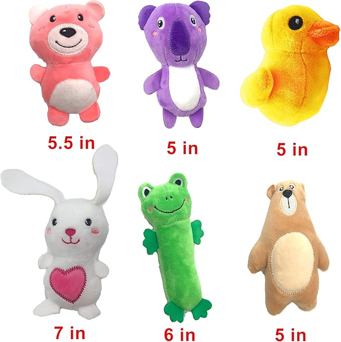 Jalousie 12 Pack Plush Animal Dog Toy, Premium Squeaky Chew Toys for Small Medium Dogs, Stuffed Puppy Toys for Pets - Dental Cleaning & Stress Relief