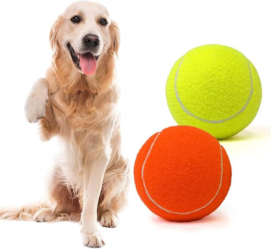 Tennis Ball Dog Toys 2 Pack - Giant 4-Inch Durable and Safe Fetch Tennis Ball for Dogs with Mesh Bag, Large Dog Tennis Balls Perfect for Indoor and Outdoor Interactive Play