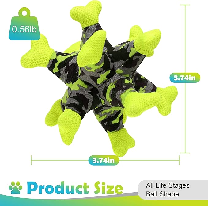 Dog Chew Squeaky Toys, Dog Teeth Cleaning Toy, Tug of War, Stuffed Jack Bone Toy with Squeakers, Interactive Toy for Small Medium Large Dogs,Green