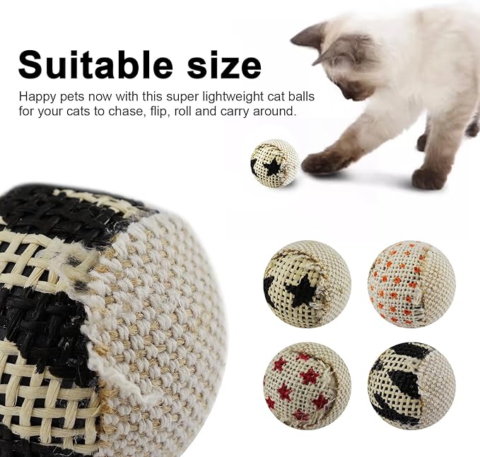 TTcat Canvas Cat Toys Balls for Indoor Cats, Interactive Toys for Cat Kitty Kitten,4 Pack