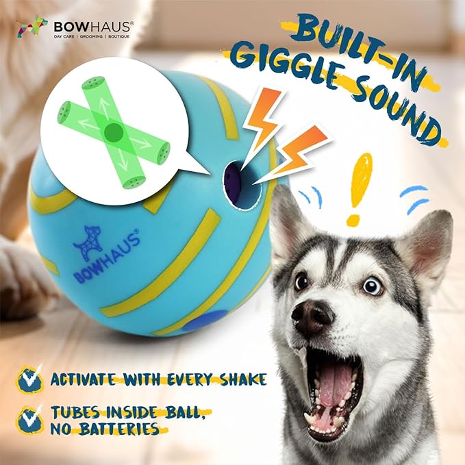CAPHAUS Wobble Giggle Ball for Dogs, 5.5 Inch Durable Dog Exercise Toys, Non-Toxic Indestructible PVC Giggle Ball, Interactive Fun Squeaky Chew Toy for Indoor Outdoor Play
