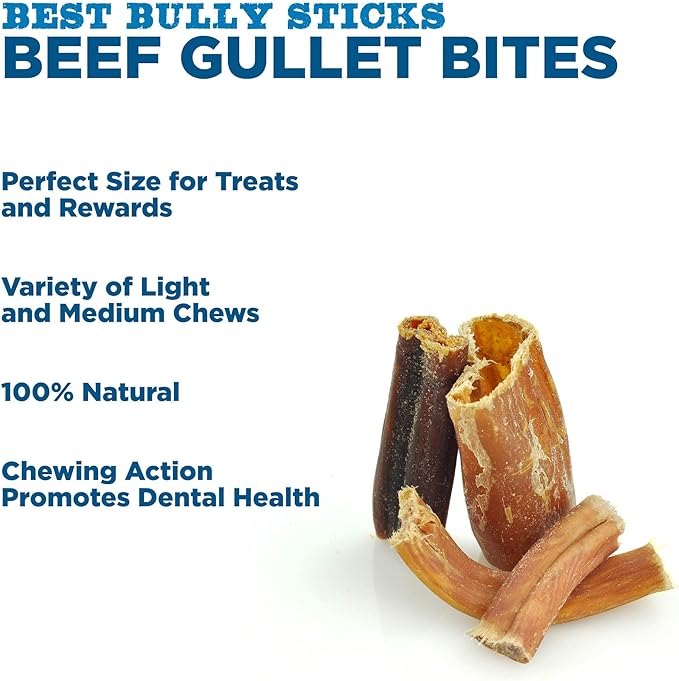 Best Bully Sticks Gullet Jerky Bites - 1.5 lb (Pack of 1) - Natural Rawhide-Free, Crunchy Training Treat