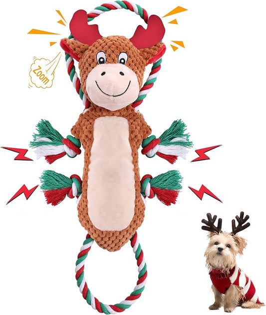 Dog Toys with Squeaker, Plush Stuffed Animals Toys for Aggressive Chewers, Cute Squeak Toys for Large Medium Small Dogs, Interactive Dog Chew Toys, Durable Plush Dog Toys for Puppy Teething