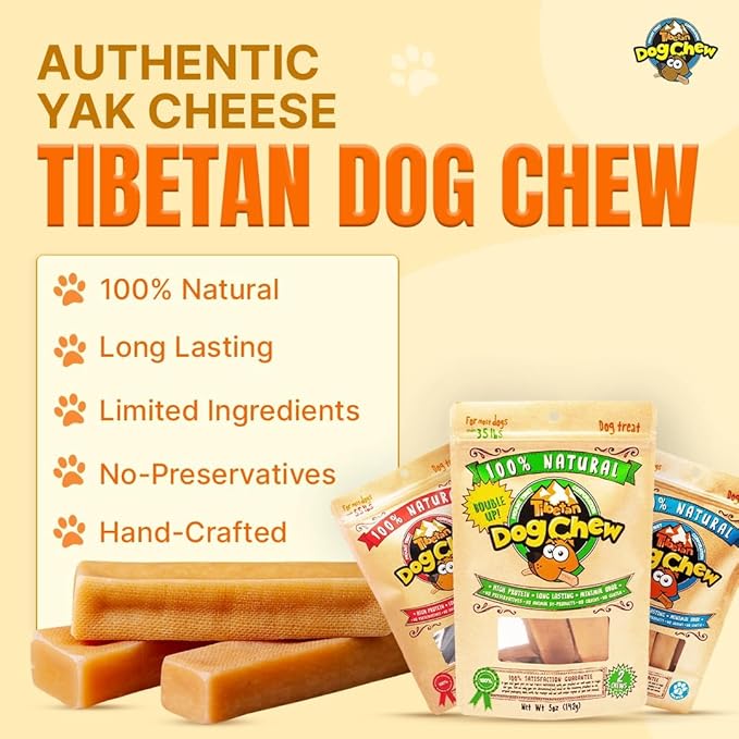 Tibetan Dog Chew Yak Cheese Sticks - Natural Handmade Treats for Small Dogs, Long-Lasting, Easy to Digest with No Additives, Rawhide, Grains, or Gluten, Perfect for Aggressive Chewers, 40 Chews