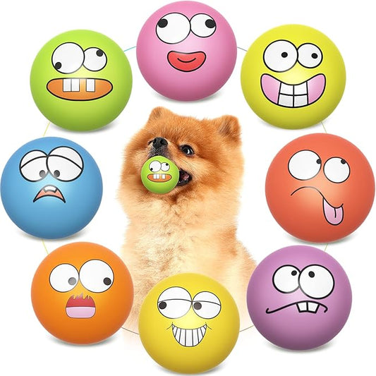 Squeaky Dog Toys Soft Latex Rubber Squeaky Dog Balls for Puppy Small Pet Dogs (8 Pack) (Round Balls)