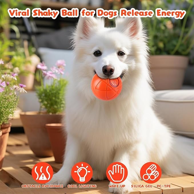 2 Pcs Shaky Ball Toy for Dogs, 2025 New Vibrating Dog Balls, Interactive Dog Balls, Smart Jumping Ball Toy, Automatic Rolling, Keep Them Busy, Suit for All Dogs(Blue+Orange)