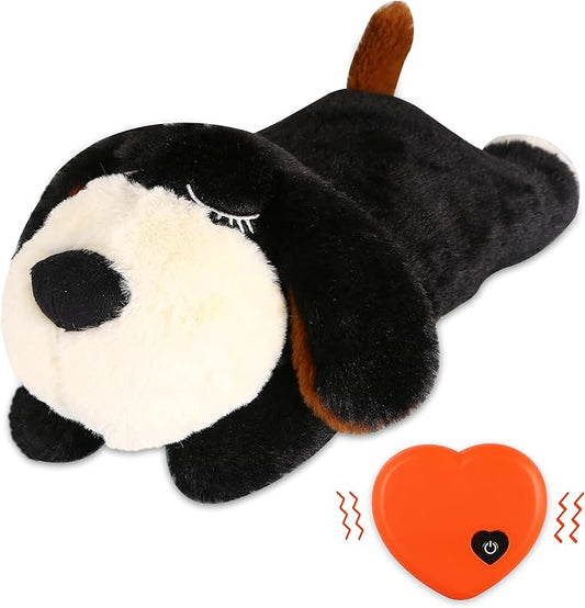 Heartbeat Puppy Toy, Puppy Sleep Aid Toy, Small Dog Training Toys for Separation Anxiety Relief, Pets Plush Toys for Dogs Cats (Black)
