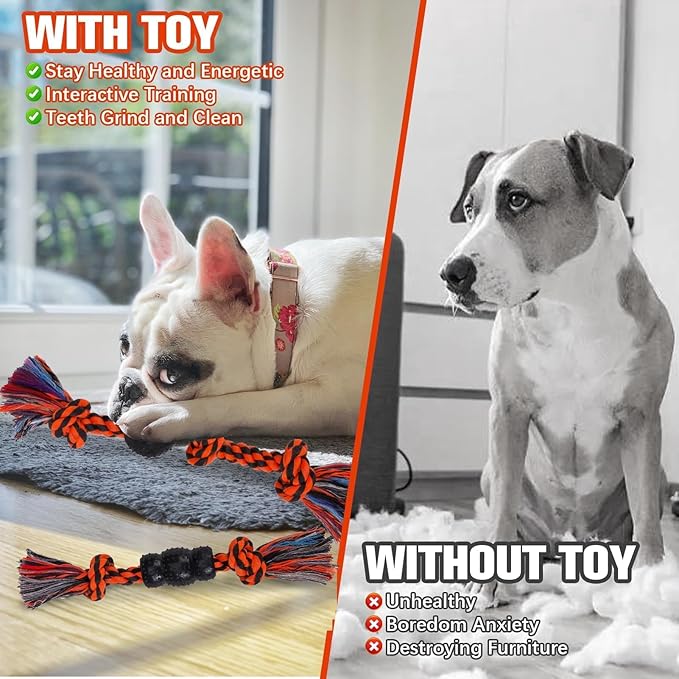 BINGPET Cotton Rope Toys 8 Pack - Interactive Dog Toys for Small Medium Dogs, Puppy Chew Toys, Teething, Tug of War, Training