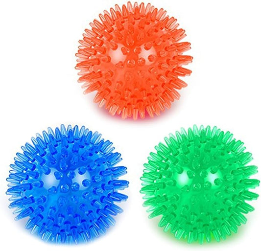 Orgrimmar 3 PCS Pet Squeaky Chewing Balls Dog Soft Stab Cleaning Teeth Toys Balls with High Bounce for Small Medium Large Pet Dog Cat Toys(Small,2.55in)