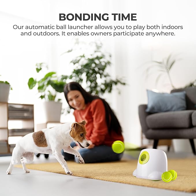 ALL FOR PAWS Automatic Dog Ball Launcher, Interactive Ball Thrower Dog Toys Includes 3pcs Tennis Balls for Small/Medium Dogs