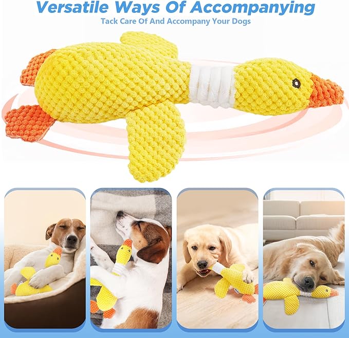 Vitscan Durable Dog Toys for Small Large Dogs, Dog Chew Toy for Aggressive Chewers, Tough Squeaky Interactive Dogs Toys for Puppies Plush Puppy Toys Goose Pet Toy Puppy Chew Toys for Teething