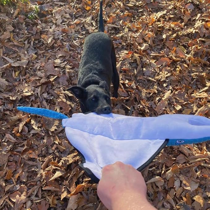 SmartPetLove Snuggle Puppy Tender-Tuffs - Extra Large Blue Stingray Big Ray Tug of War Plush Dog Toy - Great for Play and Interaction with Puncture Resistant Squeaker