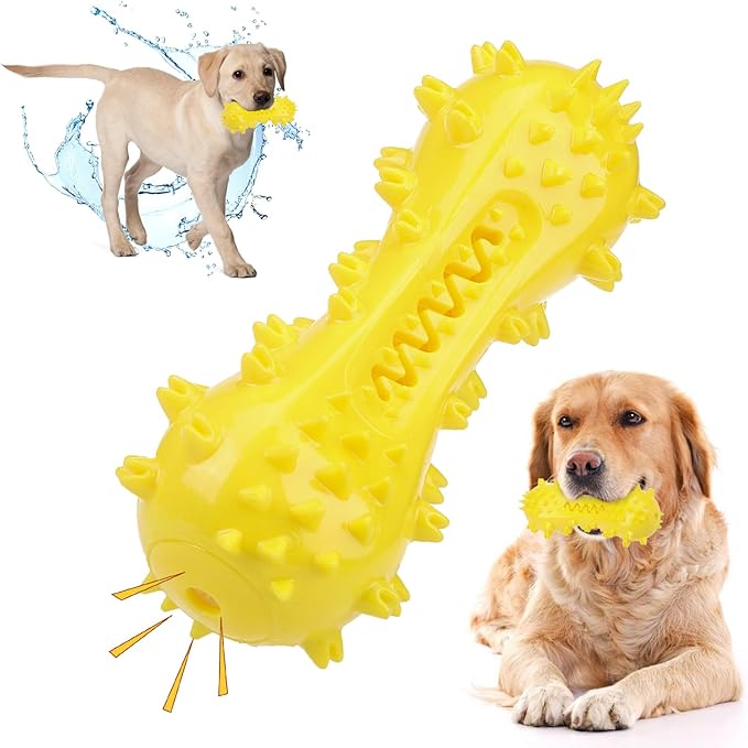 KOOLTAIL Floating Dog Toys for Swimming Pool,Summer Bumper Toy for Water,Indestructible Dog Toothbrush Chew Toy,Interactive Training Squeaky Toys for Aggressive Chewers Small Medium Large Dogs,Yellow