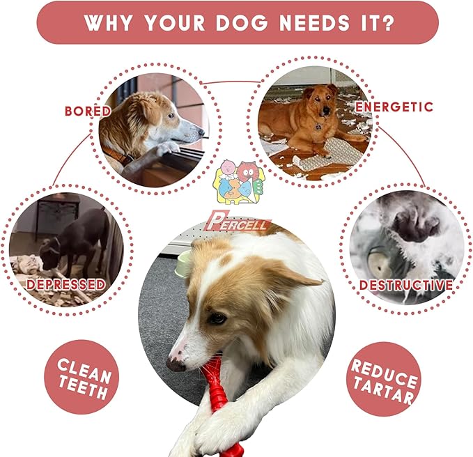 7-1/2" Dog Chew Toys - Thermoplastic Rubber Dog Chew Spiral Bone with Strawberry Flavor, for Medium Large Dogs (Strawberry)