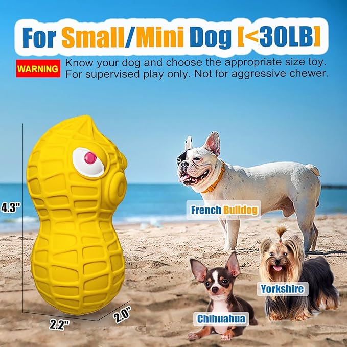 Squeaky Dog Toys for Small Dogs, Latex Dog Toys Squeaky, Puppy Squeaky Toys, Peanut Small Dog Squeaky Toys for Small Dog 3pcs - Mini,Small Breeds
