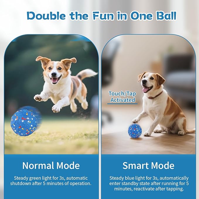 3.4" Interactive Dog Ball–2025 Upgraded Vibrating Dog Ball Made of E-TPU,Ultra-Durable&Rechargeable for Aggressive Chewers, Indoor & Outdoor Play, Keeps Dogs Active,for Small/Medium/Large Dogs