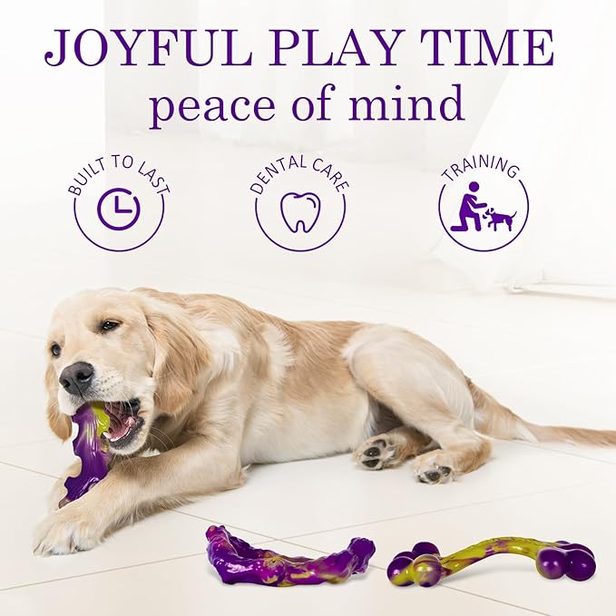 Tough Dog Toys for Aggressive Chewers 3 Pack, Indestructible Dog Toy for Large Dogs, Bacon Flavored, Keeps Dogs Busy