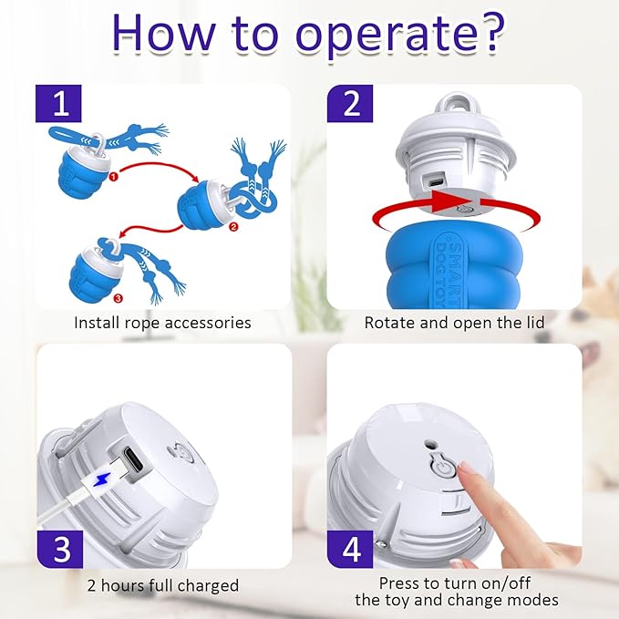 Interactive Dog Toys with Motion Activated, Squeaky Dog Toy Active Rolling Ball Wicked Ball for Daily Training