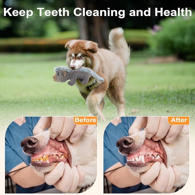 HDSMNGY Squeaky DogToys for Aggressive Chewers,Indestructible Dog Squeaky Toys with Crinkle Paper, Durable Teething Chew Toys for Medium and Large Breed