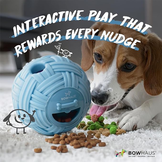 CAPHAUS Knitted Texture Wobble Giggle Ball for Dogs, 5.5 Inch Treat Dispensing Dog Exercise Toys, Non-Toxic Indestructible PVC Giggle Ball, Interactive Fun Squeaky Chew Toy for Indoor Outdoor Play