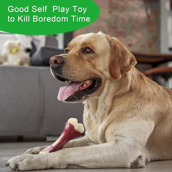 2 Pack Dog Chew Toys for Aggressive Chewers, Beef Flavor Indestructible Nylon Puppy Bone Tough Teething & Calming for Large Medium Breeds(20lbs-75lbs) Birthday Gift Christmas