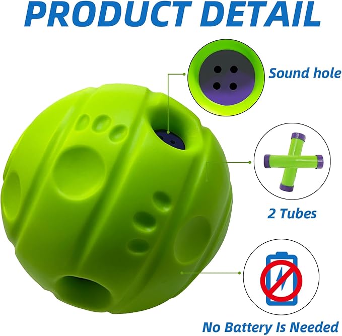 Dog Toys Ball, Interactive Dog Ball, No Paint, Gibbering Sound with Surface Concave Lines, XL, 5.51 in (14 cm)