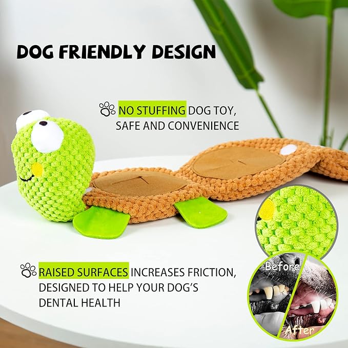 Dog Puzzle Toys - Enrichment Squeaky Crinkle Snuffle Treat Dispensing Smart Dog Toys for Boredom and Stimulating, Durable Plush Toys for Large Medium Small Breed - Turtle