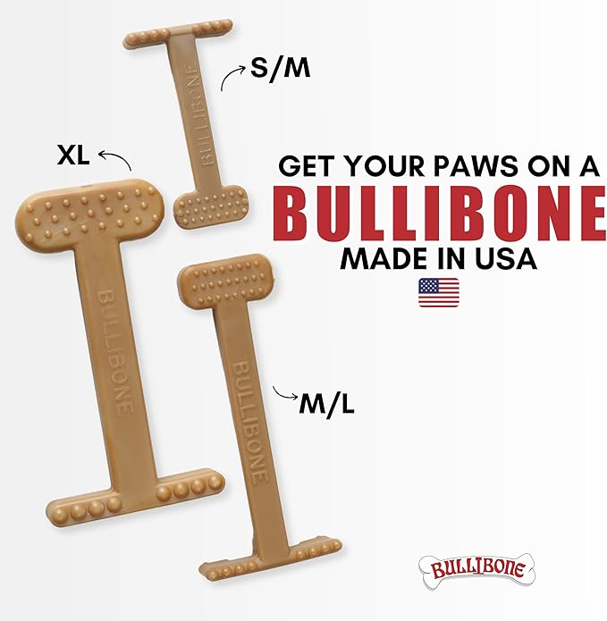 Bullibone Nylon Dog Chew Toy Nylon Bone - Improves Dental Hygiene, Easy to Grip Bottom, and Permeated with Flavor (Beef, XL - 3 Pack)