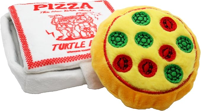 design LAB, Inc. Teenage Mutant Ninja Turtle Official Merchandise | TMNT Toys | Nesting Plush Dog Toy | Pizza Box with Pizza Slices | Great for Interactive Play