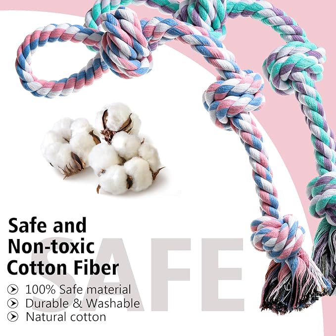 Dog Rope Toy, 2 Pcs Indestructible Dogs Toys, Dog Chew Toys for Aggressive Chewers, Tough Puppy Teething Chew Toys for Boredom, Dental Cleaning Tug of War Dog Toy, Great for Small to Large Breed