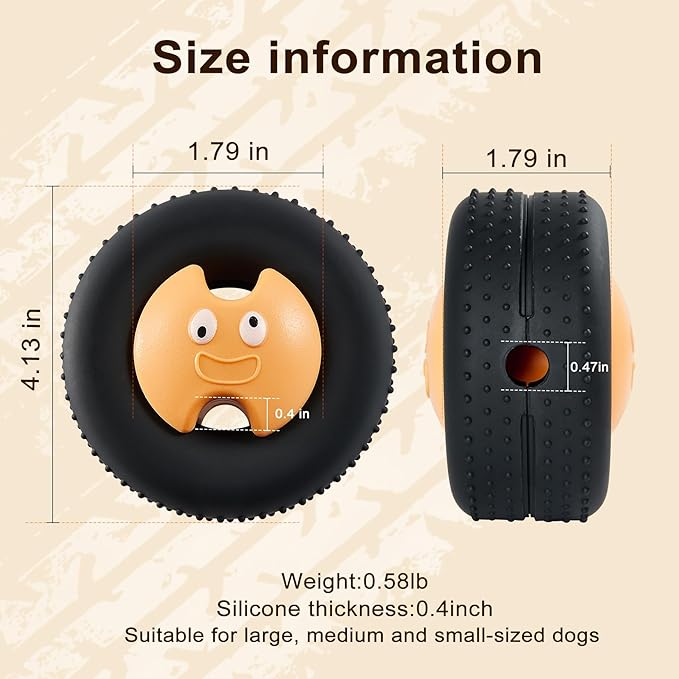 Indestructible Dog Chew Toy - Tough Rubber Treat Dispenser for Aggressive Chewers, Interactive Mental Stimulation Puppy Teething Toys for Small, Medium Large Dogs