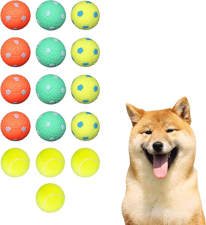 ptlsy Dog Ruber Balls 16 Pack Pet Mini Tennis Ball for Small Medium Dogs Fetching (2 inch)