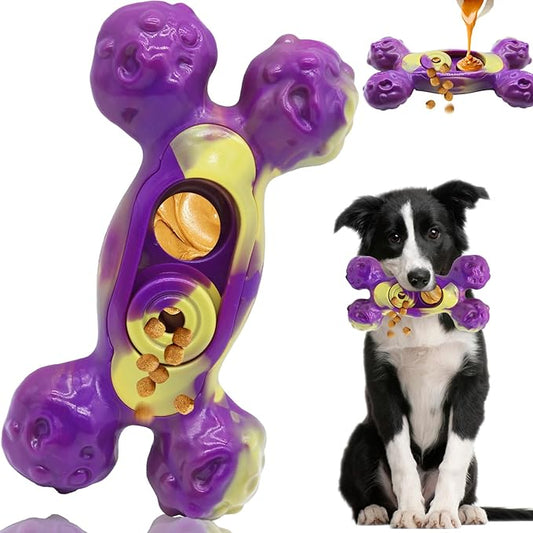 Dog Chew Toys for Aggressive Chewers, 1 Pack Indestructible Dog Toy for for Medium/Large Breed, Nylon Dog Toys to Keep Them Busy,Bacon Flavor (Purple)