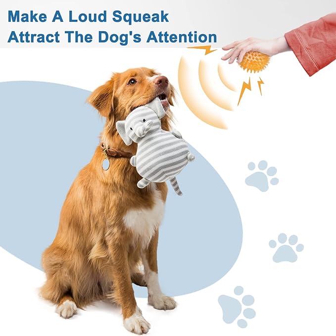 Beieverluck 12 Pack 3.5 Inch Squeaky Dog Toy Balls Spikey Dog Balls Large Dog Chew Toys for Medium Large and Small Dogs for Aggressive Chewers,4 Colors