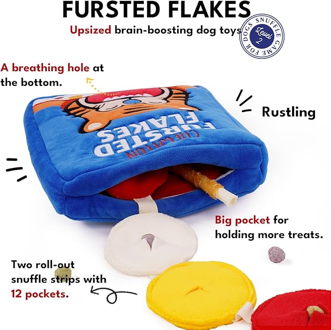 Interactive Dog Toys, Enrichment Snuffle Crinkle Treat Puzzle Toys for Boredom and Mental Stimulating, Nose Work Cereals Dog Toy for Small, Medium and Large Dogs
