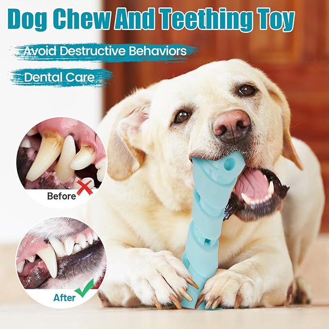 Interactive Dog Puzzle Toy for Boredom, Rubber Chew Toy Teething Toy to Keep Them Busy, Treat Dispensing Slow Feeder, Interactive Fetch & Dental Cleaning