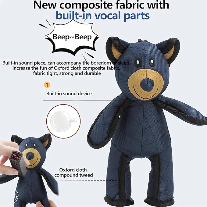 Unbreaka Bear Dog Unbreakable Teddy Extreme Bears 2.0 Dog Toys Aggressive Chewers Indestructible Stuffed Plush Dog Squeaky Toy Keep Them Busy Durable Tough Heavy Duty Chewer Dog Toy Large Breed (1PC)