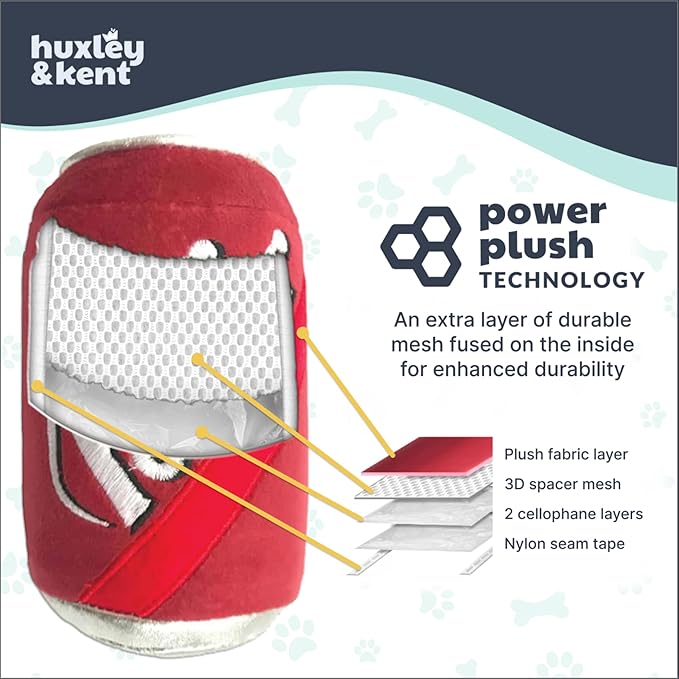 Huxley & Kent Funny Dog Toy w/Squeaker – Power Plush Squeaky Dog Toys for Small, Medium & Large Dogs – Soft Stuffed Animal for Indoor Play & Fetch - Hairball Cinnamon Whiskey, Small