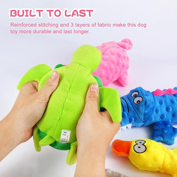 5 Pack Stuffed Animal Dog Toys for Aggressive Chewers, Squeaky Dog Toys for Large Medium and Small Dogs, Puppy Dog Chew Toys