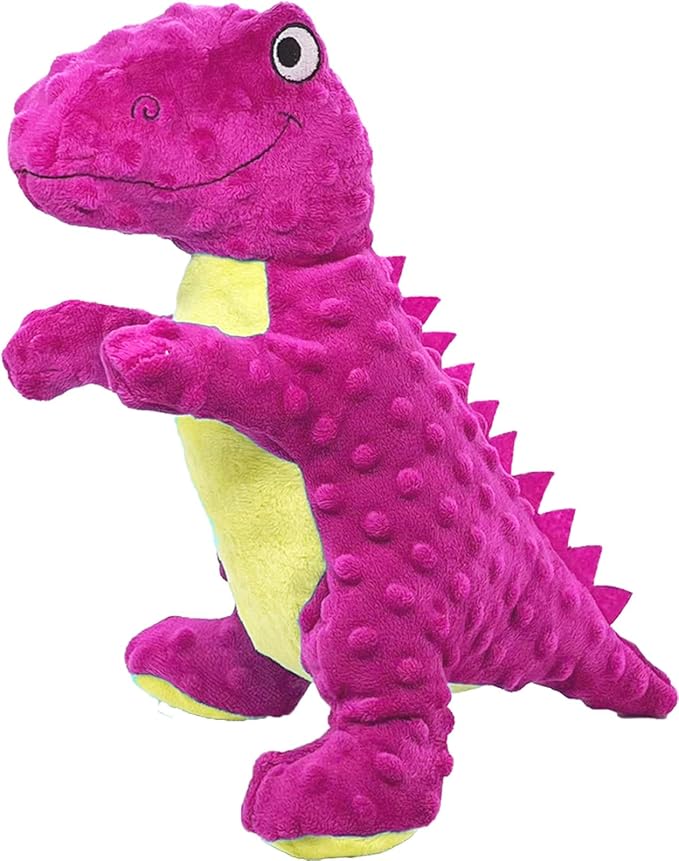 No Stuffing Dog Toys for Aggressive Chewers, Squeaky Wrinkled Toys, Durable Dog Chew Toys, Soft and Tough Plush Toys, Suitable for All Breeds of Dogs. (Dinosaur (Red))