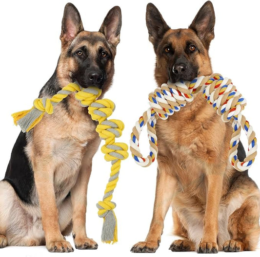 ETACCU Dog Rope Toys for Large Dogs, 2 Pack 22 Inch Heavy Duty Dog Rope Toys for Aggressive Chewers, 100% Cotton Toy for Medium to Large Breed, Indestructible Teeth Cleaning Tug of War Toy