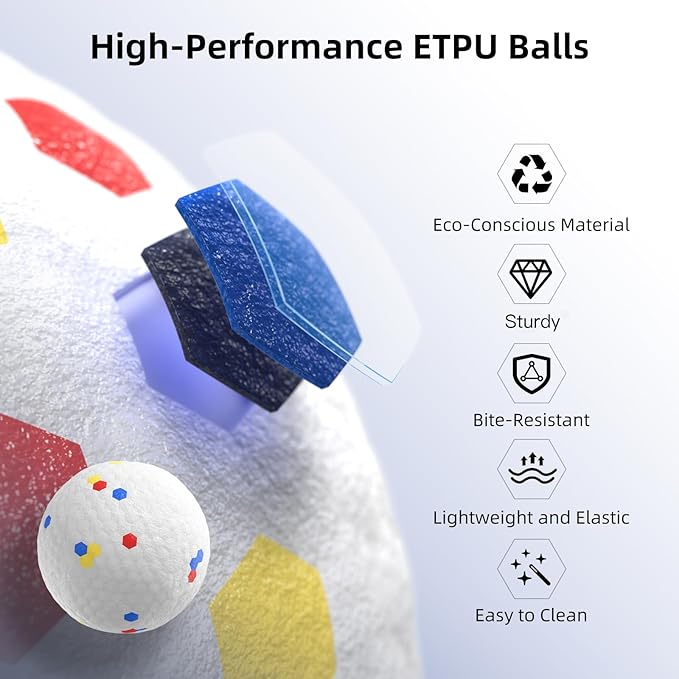 uahpet Automatic Ball Launcher for Dogs with Obstacle Detection, 20ft-80ft Adjustable Distances Ball Thrower Launcher for Medium & Large Dogs, with 4 Balls (2.5 inches)