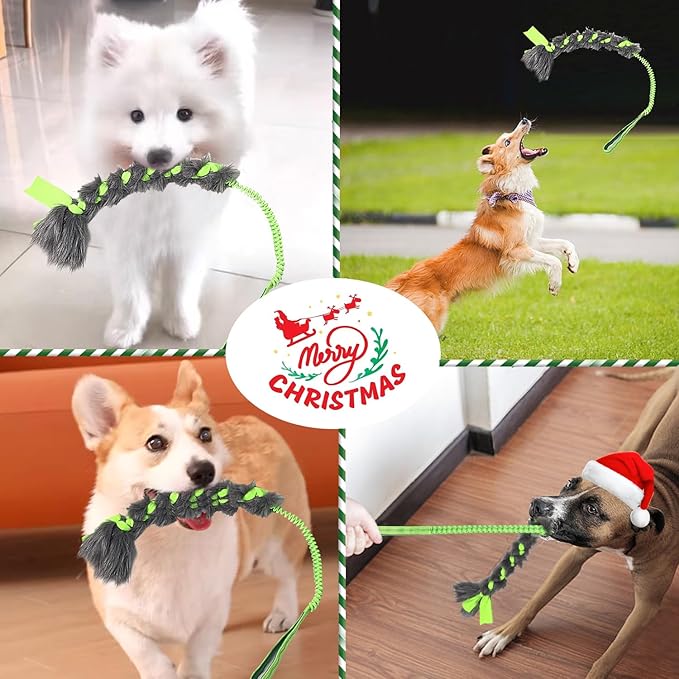 wodoca Christmas Dog Tug Toys Dog Rope Toys Pets Puppy Aggressive Chewers Toys Xmas Pet Gifts, Easy to GRAP Large Dogs Chew Toy Ideal for Training for Puppy, Middle Dogs Play Hand Made (Green)